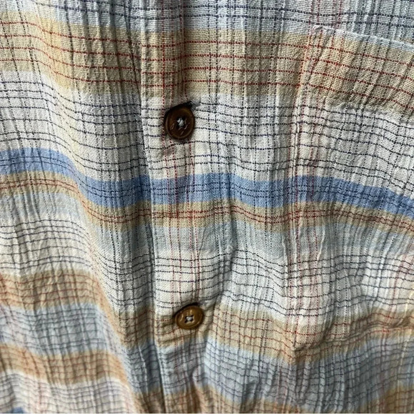 Men’s Patagonia 100% cotton short sleeved button down. Sz M. Blue & brown plaid - Picture 3 of 7
